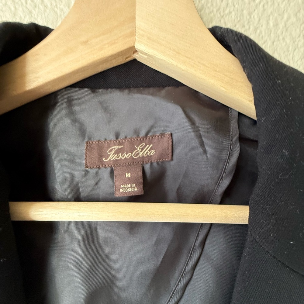 Tasso Elba Mens Blazer Size M Black Classic Suit Jacket Two Button - Picture 3 of 8